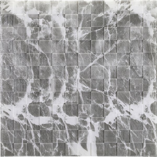 Dundee Deco Falkirk Jura II Peel and Stick 3D Wall Panel - Faux Marble Cubes - 28-in x 28-in - Grey/Off-White - 5-Pack