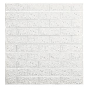 Dundee Deco Falkirk Jura II Peel and Stick 3D Wall Panel - Faux Bricks - 28-in x 30-in - Off-White/Grey - 10-Pack