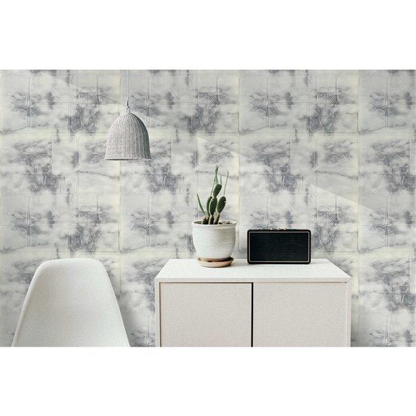 Dundee Deco Falkirk Jura II Peel and Stick 3D Wall Panel - Faux Bricks - 28-in x 28-in - Beige and Charcoal