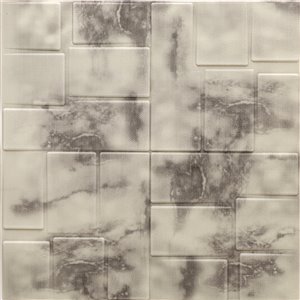 Dundee Deco Falkirk Jura II Peel and Stick 3D Wall Panel - Faux Marble - 28-in x 28-in - Beige and Charcoal