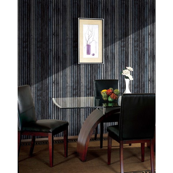 Dundee Deco Falkirk Jura II Peel and Stick 3D Wall Panel - Faux Wood - 28-in x 28-in - Charcoal, Blue and Beige