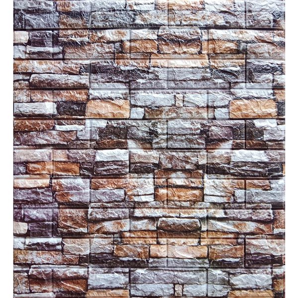 Dundee Deco Falkirk Jura II Peel and Stick 3D Wall Panel - Faux Bricks - 28-in x 30-in - Greenish Brown - 5-Pack