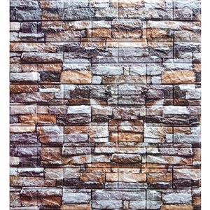 Dundee Deco Falkirk Jura II Peel and Stick 3D Wall Panel - Faux Bricks - 28-in x 30-in - Greenish Brown - 5-Pack