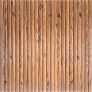 Dundee Deco Falkirk Jura II Peel and Stick 3D Wall Panel - Faux Wood - 28-in x 28-in - Orange and Brown - 5-Pack