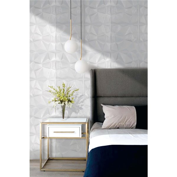 Dundee Deco Falkirk Jura II Peel and Stick 3D Wall Panel - Diamonds - 28-in x 28-in - Off-White