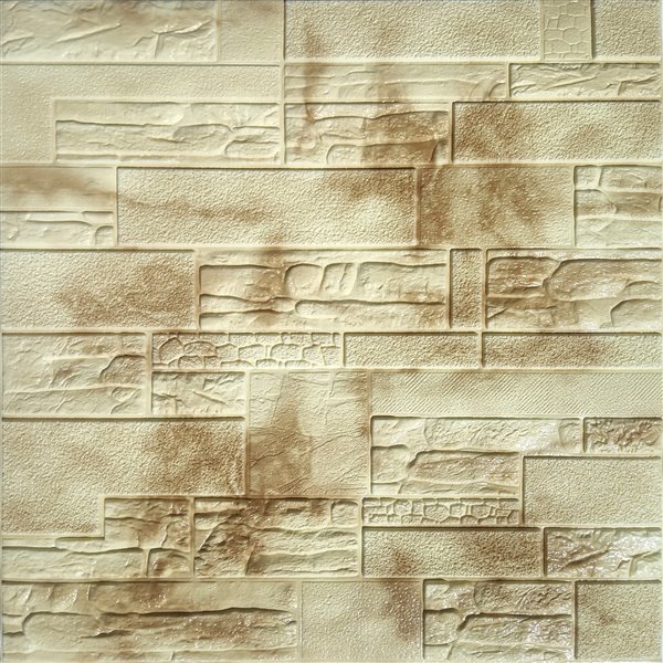 Dundee Deco Falkirk Jura II Peel and Stick 3D Wall Panel - Faux Bricks - 28-in x 28-in - Beige and Brown - 5-Pack