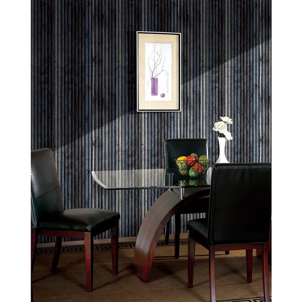 Dundee Deco Falkirk Jura II Peel and Stick 3D Wall Panel - Faux Wood - 28-in x 28-in - Charcoal, Blue and Beige - 5-Pack