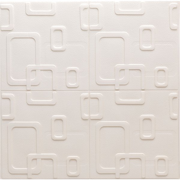 Dundee Deco Falkirk Jura II Peel and Stick 3D Wall Panel - Circular Shapes - 28-in x 28-in - Beige Cream