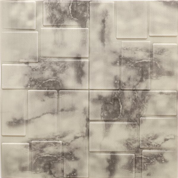 Dundee Deco Falkirk Jura II Peel and Stick 3D Wall Panel - Faux Marble - 28-in x 28-in - Beige and Charcoal - 5-Pack