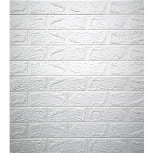 Dundee Deco Falkirk Jura II Peel and Stick 3D Wall Panel - Faux Bricks - 28-in x 30-in - Off-White
