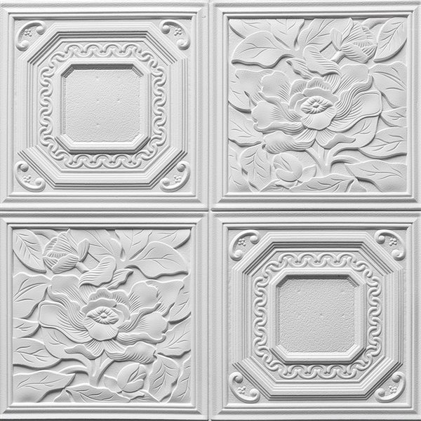 Dundee Deco Falkirk Jura II Peel and Stick 3D Wall Panel - Flowers - 28-in x 28-in - Off-White - 5-Pack