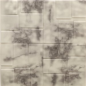 Dundee Deco Falkirk Jura II Peel and Stick 3D Wall Panel - Faux Marble - 28-in x 28-in - Beige and Charcoal - 10-Pack