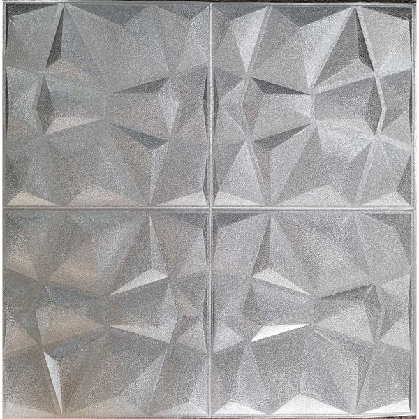Dundee Deco Falkirk Jura II Peel and Stick 3D Wall Panel - Diamonds - 28-in x 28-in - Silver Grey - 5-Pack