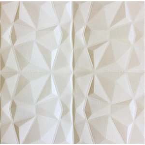 Dundee Deco Falkirk Jura II Peel and Stick 3D Wall Panel - Diamonds - 28-in x 28-in - Off-White and Cream - 10-Pack