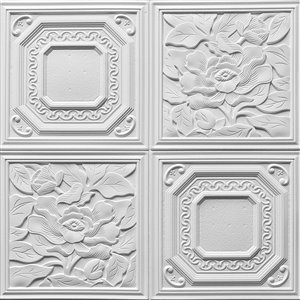 Dundee Deco Falkirk Jura II Peel and Stick 3D Wall Panel - Flowers - 28-in x 28-in - Off-White - 10-Pack