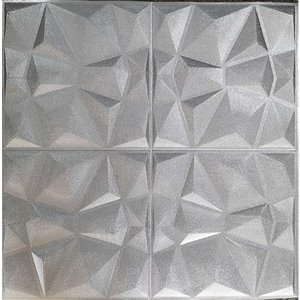 Dundee Deco Falkirk Jura II Peel and Stick 3D Wall Panel - Diamonds - 28-in x 28-in - Silver Grey