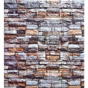 Dundee Deco Falkirk Jura II Peel and Stick 3D Wall Panel - Faux Bricks and Stones - 28-in x 28-in - Multicoloured