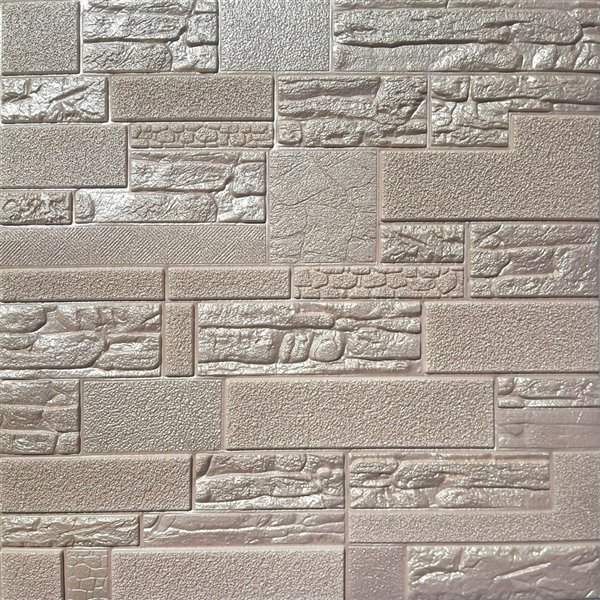 Dundee Deco Falkirk Jura II Peel and Stick 3D Wall Panel - Faux Bricks and Stones - 28-in x 28-in - Pale Copper - 5-Pack
