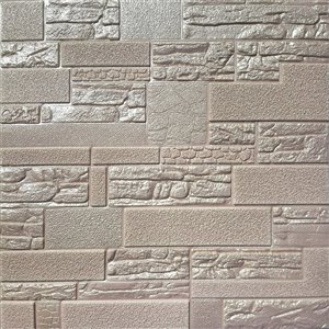 Dundee Deco Falkirk Jura II Peel and Stick 3D Wall Panel - Faux Bricks and Stones - 28-in x 28-in - Pale Copper