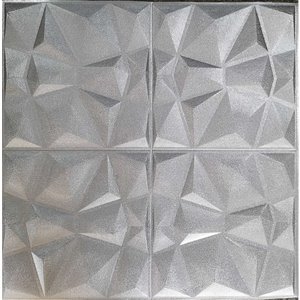 Dundee Deco Falkirk Jura II Peel and Stick 3D Wall Panel - Diamonds - 28-in x 28-in - Silver Grey - 10-Pack