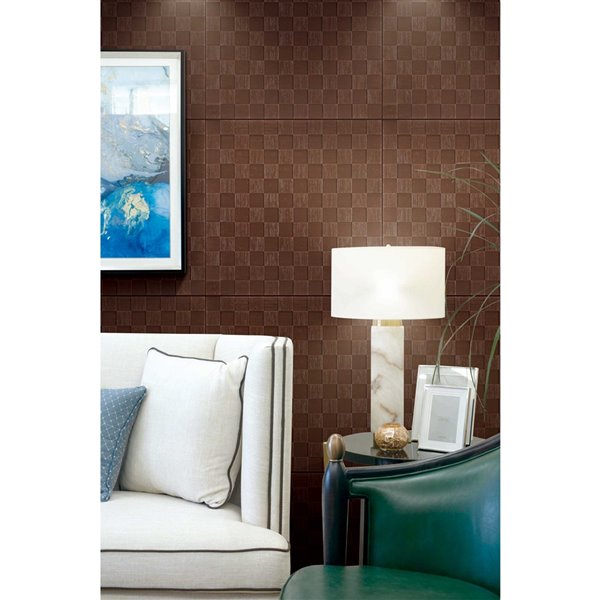 Dundee Deco Falkirk Jura II Peel and Stick 3D Wall Panel - Cubes - 28-in x 28-in - Copper Rose