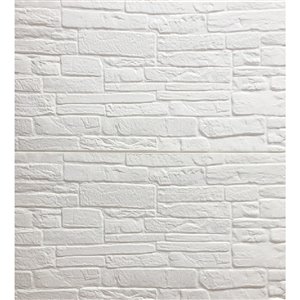 Dundee Deco Falkirk Jura II Peel and Stick 3D Wall Panel - Faux Bricks - 28-in x 28-in - Cream and Off-White - 10-Pack