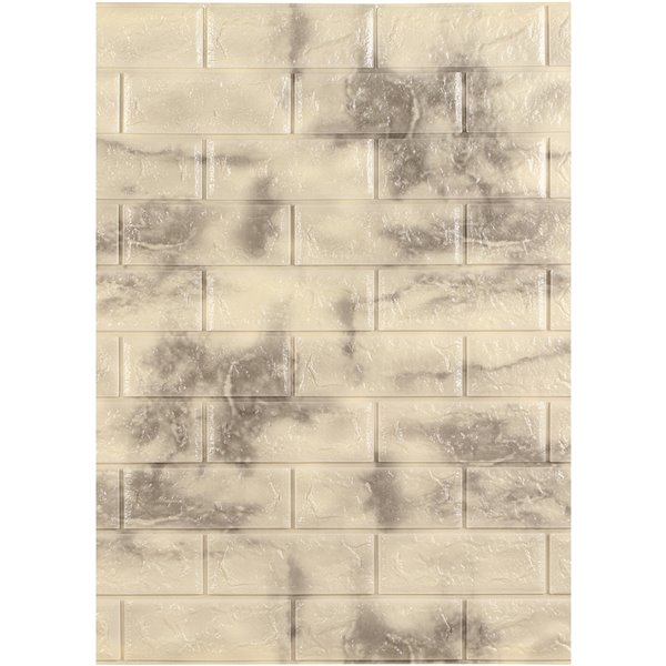 Dundee Deco Falkirk Jura II Peel and Stick 3D Wall Panel - Faux Marble Bricks - 28-in x 30-in - Yellow/Charcoal - 5-Pack