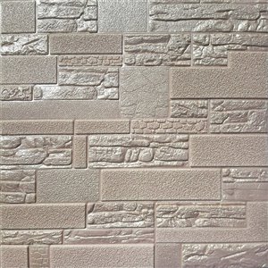 Dundee Deco Falkirk Jura II Peel and Stick 3D Wall Panel - Faux Bricks - 28-in x 28-in - Pale Copper - 10-Pack