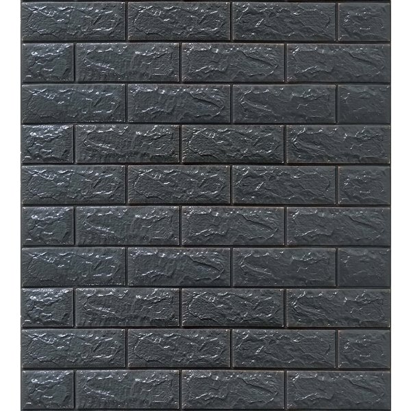 Dundee Deco Falkirk Jura II Peel and Stick 3D Wall Panel - Faux Bricks - 28-in x 30-in - Charcoal Grey