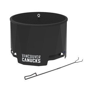 Blue Sky NHL Vancouver Canucks Patio Wood-Burning Fire Pit - Round - Steel - 24-in x 16-in - Black