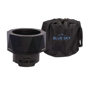 Foyer au bois extérieur The Ridge de Blue Sky, 16 po x 12.5 po, noir, avec pare-étincelles, tige et sac de transport