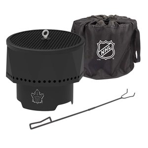 Foyer portable extérieur LNH des Maple Leafs de Toronto de Blue Sky, rond, en acier, 16 po x 12,5 po, noir