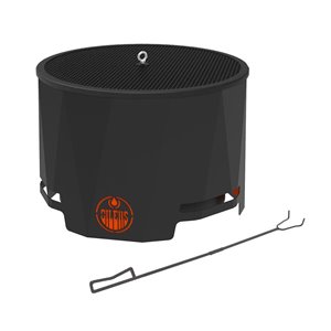 Blue Sky NHL Edmonton Oilers Patio Wood-Burning Fire Pit - Round - Steel - 24-in x 16-in - Black
