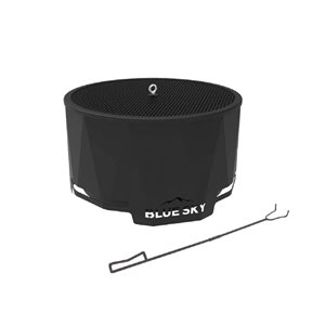 Blue Sky Patio Wood-Burning Fire Pit - Round - Steel - 41-in x 16-in - Black - Spark Screen and Screen Lift