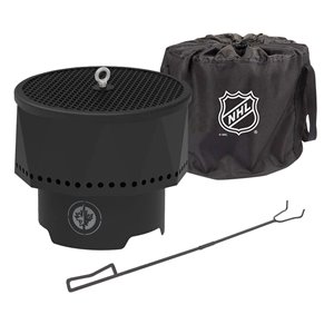 Foyer portable extérieur LNH des Jets de Winnipeg de Blue Sky, rond, en acier, 16 po x 12,5 po, noir
