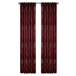 North Home Rolea Single Curtain Panel - Rod Pocket - 96-in - Burgundy