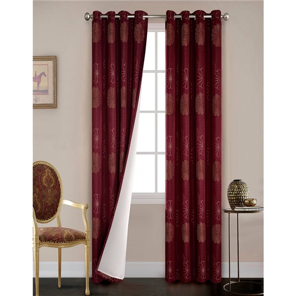 North Home Rolea Single Curtain Panel - Grommet - 96-in - Burgundy