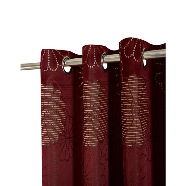 North Home Rolea Single Curtain Panel - Grommet - 96-in - Burgundy