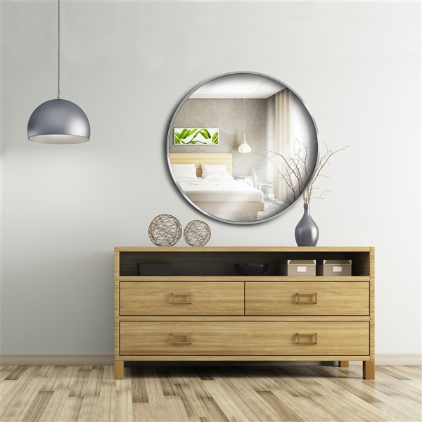 Miroir décoratif rond Dex de Jade Bath, 47,24 po x 47,24 po, chrome poli