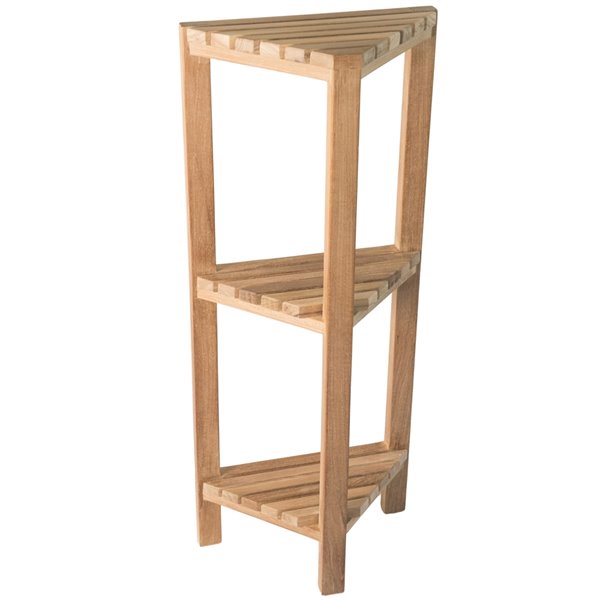 SnazzyCorner® 32 Teak Wood 3-Tier Corner Shelf in Antique Gray Finish