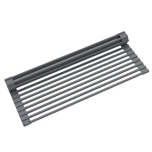 KRAUS Multipurpose Workstation Sink Roll-Up Dish Drying Rack in Dark Grey