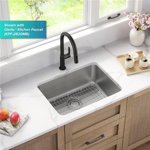 Kraus Undermount Single Bowl Sink - Stainless Steel - 25-in