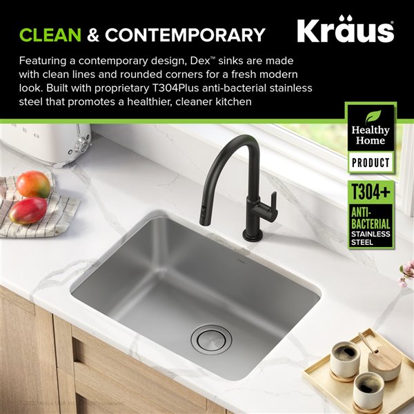 Kraus Undermount Single Bowl Sink - Stainless Steel - 25-in