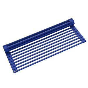 Kraus Multipurpose Over-Sink Roll-Up Dish Drying Rack - Coated Wire - 20.5-in x 13-in - Dark Blue