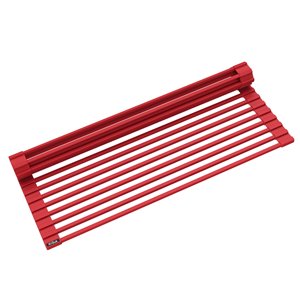 Kraus Multipurpose Over-Sink Roll-Up Dish Drying Rack - Coated Wire - 20.5-in x 13-in - Red