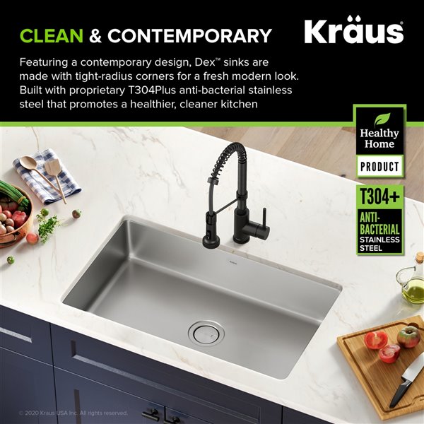 Kraus Undermount Single Bowl Sink - Stainless Steel - 32-in