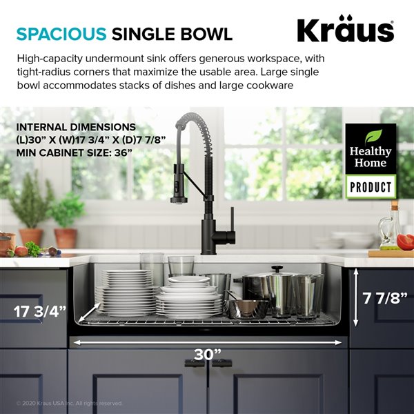 Kraus Undermount Single Bowl Sink - Stainless Steel - 32-in