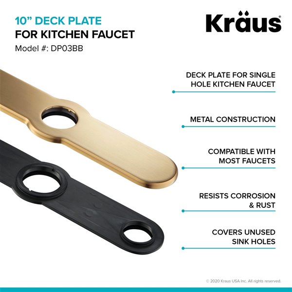 Kraus Kitchen Faucet Deck Plate - Round - Brushed Brass - 10-in