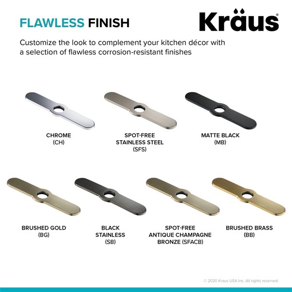 Kraus Kitchen Faucet Deck Plate - Round - Brushed Brass - 10-in