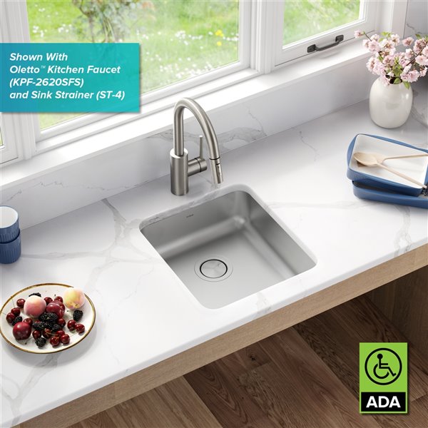 Kraus Undermount Antibacterial Single Bowl Ada Sink Stainless Steel 17 In Ka1as17b Rona